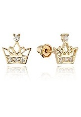 superb little princess crown gold earrings for babies and children         